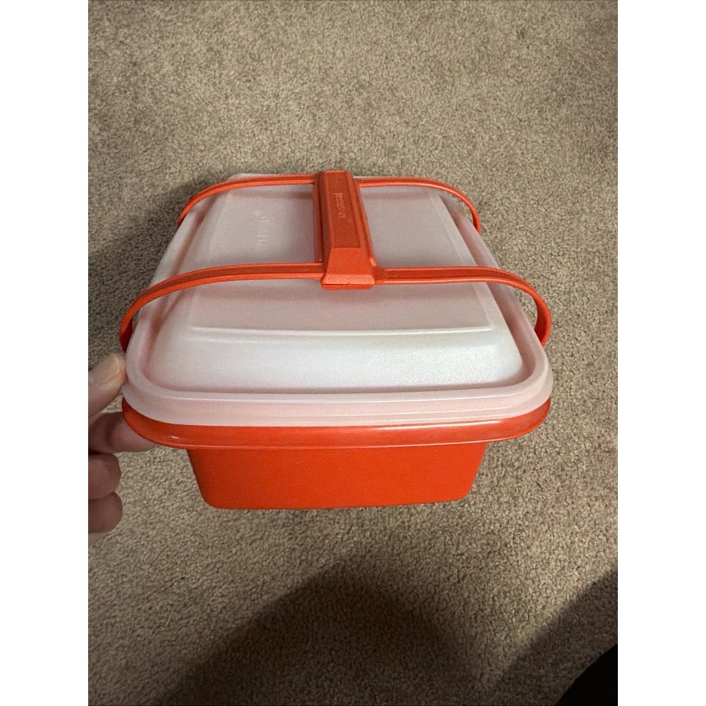 Vintage Tupperware Pak Pack N Carry Lunch Box orange 1254-4 Vintage